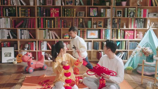 中国结 蝴蝶结 书房 孩子 幸福 生活视频素材模板下载