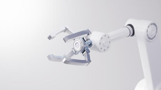 机械臂与齿轮工业工程智能制造概念3D渲染