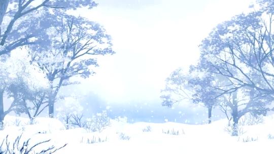 唯美风景唯美下雪雪树年会背景雪的主题