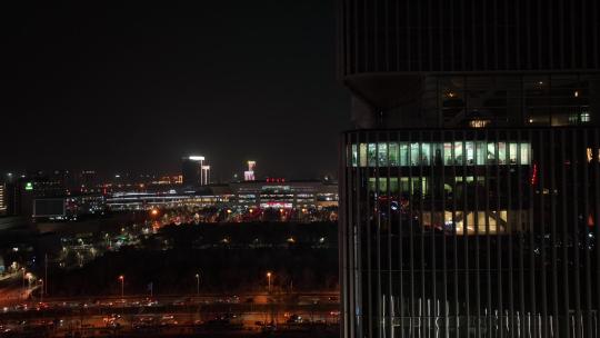 郑州东站夜景 高铁站俯瞰