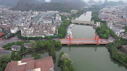 广西桂林两江四湖5A景区航拍