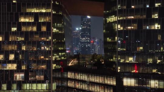 4K写字楼夜景航拍