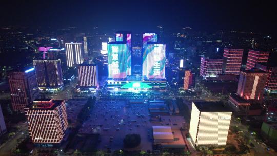 郑州龙子湖金融中心夜景航拍