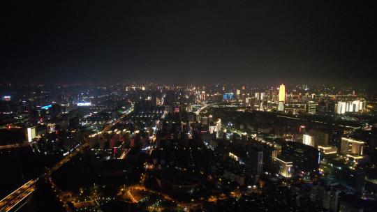 河南郑州金水路夜景航拍视频素材模板下载