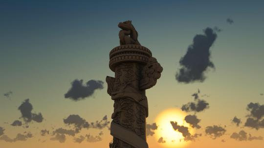 华表日出延时摄影