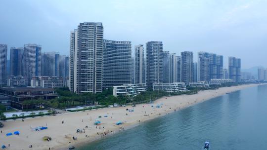 惠州小径湾艾美酒店沙滩度假区游船航拍视频素材模板下载