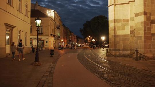 斯洛伐克科希策市夜景