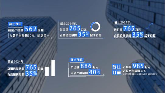 蓝色科技感数据排版字幕条ae