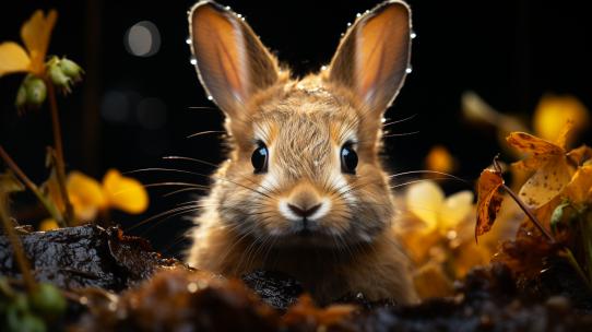 兔子宠物野兔野生动物可爱特写长耳朵草丛