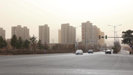 城市雾霾 沙尘暴 环境污染视频素材模板下载