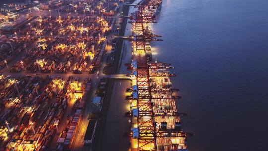 宁波北仑港集装箱码头港口视频素材模板下载