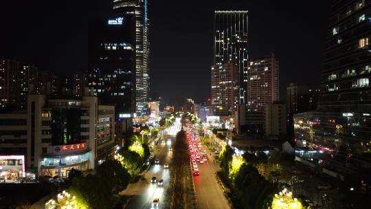 昆明盘龙区夜景航拍