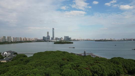 航拍江苏苏州金鸡湖5A景区视频素材模板下载