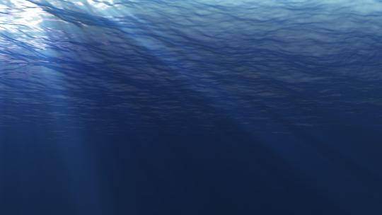 水面下阳光投射波纹海浪动态