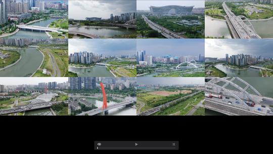 4K航拍成都复地金融岛府河大桥环球中心高清在线视频素材下载