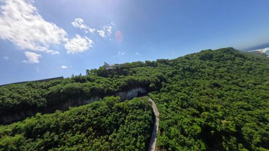 FPV无人机航拍森林海岛海岸绿树景点巴厘岛