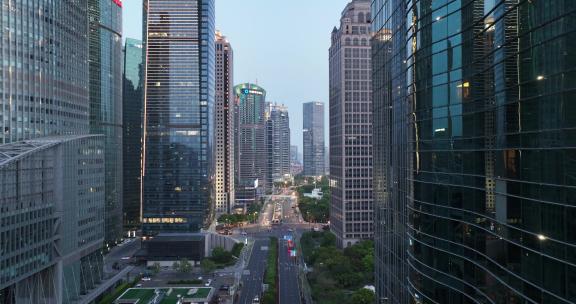 上海航拍城市天际线建筑夜景