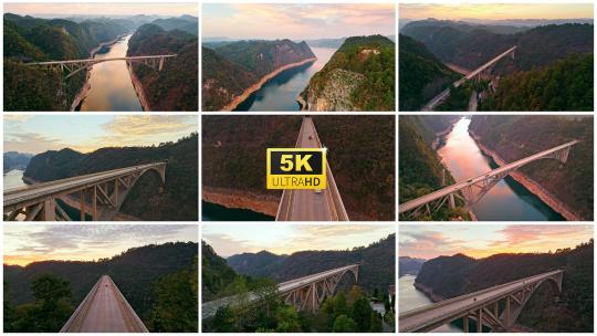 贵州江界河大桥中国桥梁建设震天洞峡谷高清在线视频素材下载
