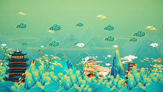 【4K】水墨山水穿梭