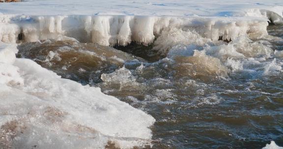 冰雪开始融化的河流