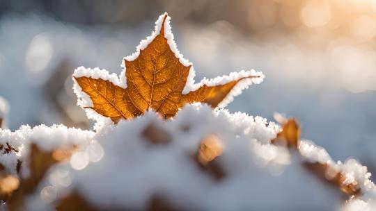 唯美雪景 冰晶雪花特写大寒腊八冬至