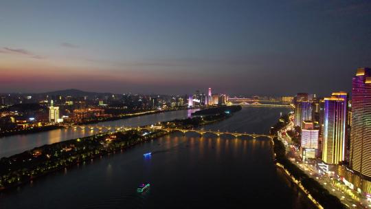 湖南长沙湘江大桥城市风光4k航拍