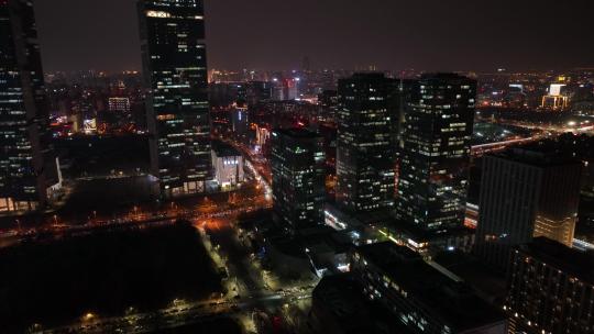 郑州夜景 城市办公楼 繁华夜景航拍