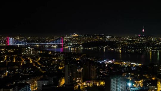 鸟瞰城市夜景视频素材模板下载