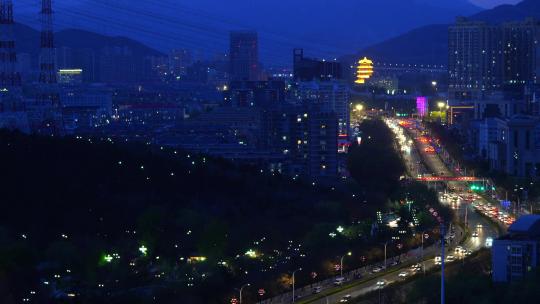 高清实拍夜景人流车流视频