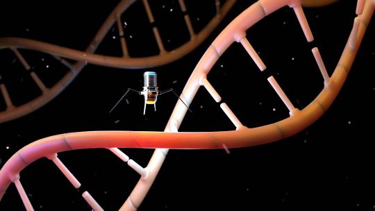 纳米机器人正在修复受损的DNA背景 4K视频素材模板下载