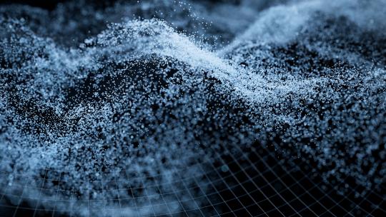 蓝色流动的科技感粒子3D渲染