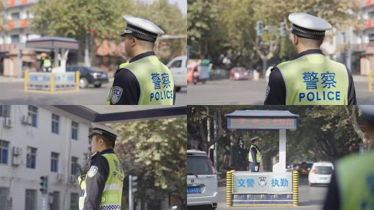 公安交通警察指挥交通（含灰片视频）高清在线视频素材下载