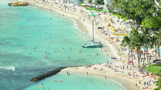 夏威夷檀香山海滩时光倒流视频素材模板下载