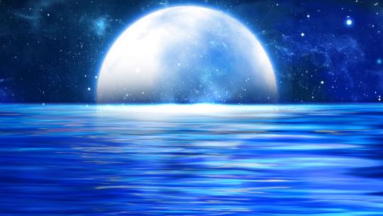 海面月亮星空背景视频