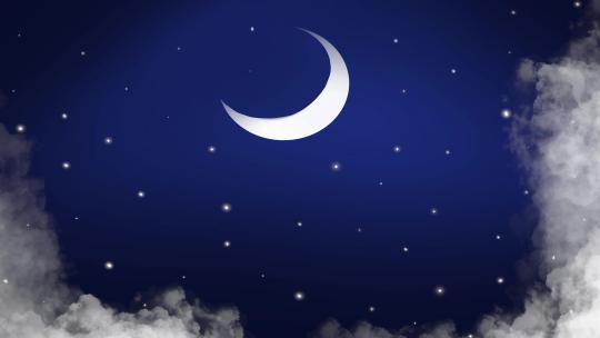 动画片云后天空中的月亮
