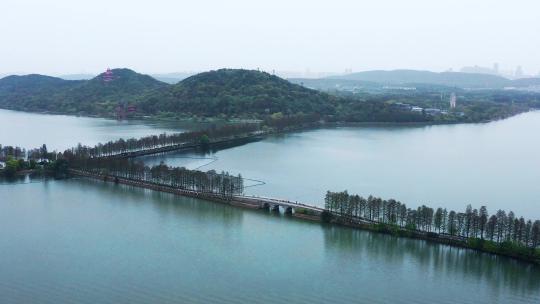 航拍武汉东湖绿道视频素材模板下载