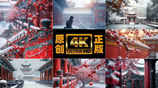 故宫紫禁城冬天下雪唯美雪景高清在线视频素材下载