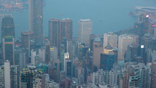 烟雾笼罩下的香港延时影像
