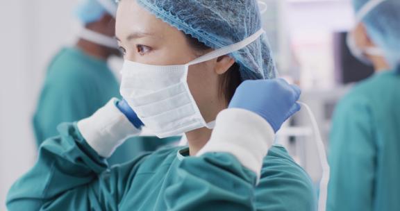 外科医生在手术室绑面罩的视频