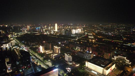 郑州会展中心夜景灯光航拍