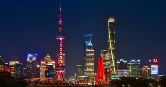 上海夜景及外白渡桥延时