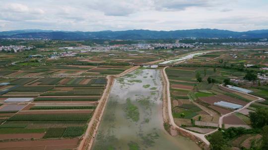 河流，水利，农田，生态，水利工程航拍4k视频素材模板下载