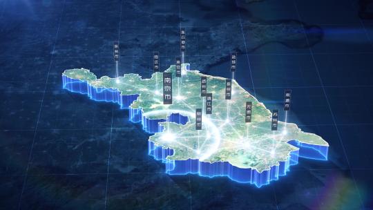 16 科技蓝暗调三维卫星地图 - 江苏省