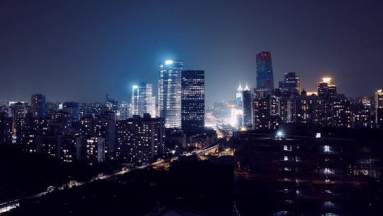 长宁区延安高架夜景延时航拍