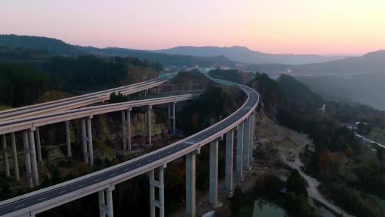 夕阳下的高速路，高速路，互通1080P
