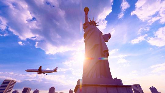 美国纽约自由女神像雕塑像视频素材模板下载