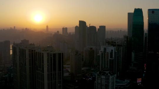 重庆城市日落黄昏航拍素材