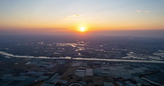 4k吴川乡村日出光线航拍延时