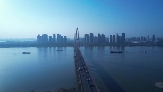 武汉洪山白沙洲长江大桥航拍