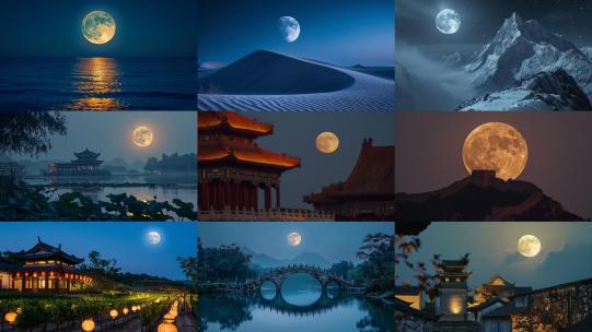 月亮 月光 满月 团圆 中秋端午月圆高清在线视频素材下载